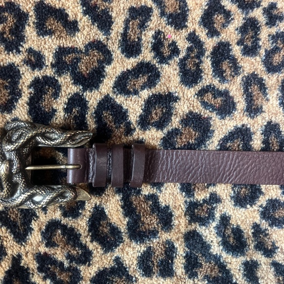 Roberto cavalli extra long brown leather belt with large buckle S main image 5